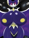 anthro anthrofied areola big_breasts breasts female huge_breasts moon nipples nude pokemorph smile solo thick_thighs wide_hips yellow_areola yellow_nipples ll-ss nintendo pokemon generation_7_pokemon legendary_pokemon lunala pokemon_(species) absurd_res hi_res signature