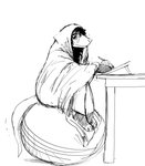 anthro ball barefoot bedding blanket creating_art drawing_tablet electronics exercise_ball eyewear feet female glasses sitting sitting_on_ball solo toes hladilnik marylin_(hladilnik) american_opossum mammal marsupial 2021 hi_res monochrome sketch