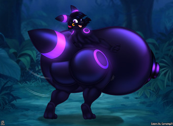 anthro areola big_breasts big_butt black_areola black_body black_hair black_nipples breasts butt female hair huge_breasts huge_butt hyper hyper_breasts looking_at_viewer looking_back nipples nude open_mouth purple_body solo thick_thighs wide_hips badgerben cornchip21 nintendo pokemon eeveelution generation_2_pokemon pokemon_(species) umbreon absurd_res hi_res
