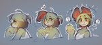 anthro clothed clothing cute_fangs ears_up exclamation_point fangs female fur gesture happy looking_at_viewer noticing smile solo surprised_face teeth waving waving_at_viewer yellow_body yellow_fur panken animal_crossing nintendo isabelle_(animal_crossing) canid canine canis domestic_dog mammal 2022 hi_res