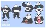 anthro black_body black_fur blue_eyes butt duo eating flexing food front_and_back fur gesture heart_(marking) heart_gesture heart_symbol holding_another male markings musclegut muscular muscular_male noodles overweight overweight_male slightly_chubby smile standing white_body white_fur ginnosuke nintendo pokemon tubs bear generation_1_pokemon giant_panda mammal pokemon_(species) slowpoke character_name model_sheet multiple_images