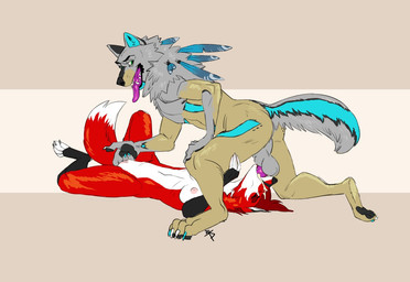 anthro anthro_on_anthro anthro_penetrated anthro_penetrating anthro_penetrating_anthro balls black_nose bodily_fluids breasts brown_body brown_fur butt claws cum cum_in_mouth cum_inside deep_throat drinking drinking_cum duo ejaculation erection eyes_closed fellatio female female_penetrated fingering fur genital_fluids genitals grey_body grey_fur irrumatio looking_back lying male male/female male_penetrating male_penetrating_female multicolored_body multicolored_fur nipples nude on_back oral oral_penetration pawpads penetration penile penis_in_mouth red_body red_fur sex simple_background small_breasts tail teeth throat_swabbing tongue tongue_out vaginal vaginal_fingering vulva twistedteeth canid canine canis coyote fox mammal 2020