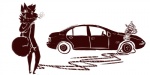 accident annoyed anthro car cigarette clothing female flat_tire silhouette simple_background smoke smoking solo tail vehicle white_background spazzyhusky ti_(spazzyhusky) canid canine canis domestic_dog husky mammal nordic_sled_dog spitz wolf brown_and_white brown_theme digital_media_(artwork) high_contrast monochrome