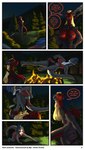 big_breasts black_body black_eyes black_skin blonde_hair blood blue_hair bodily_fluids breastless_clothing breasts burning_building dialogue female fight fire flying_kick grey_body grey_skin hair horn kick landscape midair mountain muscular muscular_female night poleaxe red_body red_skin scenery sky three-point_landing white_body white_skin yellow_eyes feretta mythology tale_of_tails liz'alia nyo_la_nixan_(character) draako dragon mythological_creature mythological_scalie scalie absurd_res comic hi_res