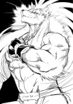 abs anthro male muscular muscular_anthro muscular_male solo amakuchi fenrir_(amakuchi) canid canine canis mammal wolf black_and_white monochrome