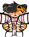 animal_genitalia animal_penis anthro balls black_eyebrows black_hair black_nose blush bottomless bottomless_male cheek_tuft chibi clothed clothing countershade_face countershade_fur countershading cute_fangs erection eyebrows eyes_closed faceless_character faceless_male facial_markings facial_tuft fangs feline_genitalia feline_penis foreskin fur genitals glans gold_ear_ring hair head_markings humanoid_genitalia humanoid_penis imminent_sex legwear male male/male markings open_mouth partially_retracted_foreskin pattern_clothing pattern_legwear pattern_thigh_highs penis pink_clothing pink_glans pink_legwear pink_penis pink_shirt pink_thigh_highs pink_topwear shirt simple_background solo_focus spread_legs spreading striped_balls striped_body striped_clothing striped_face striped_fur striped_genitalia striped_legwear striped_markings striped_thigh_highs stripes teeth thigh_highs topwear tuft vein veiny_penis white_background joybom felid mammal pantherine tiger aliasing cel_shading digital_drawing_(artwork) digital_media_(artwork) hi_res shaded