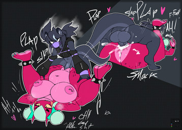 anthro anthro_on_anthro anthro_penetrated anthro_penetrating anthro_penetrating_anthro balls barbell_piercing big_breasts big_butt bodily_fluids bottomless bottomless_male breasts butt clothed clothing cum cum_in_vagina cum_inside duo female female_penetrated from_front_position genital_fluids genitals huge_breasts lying male male/female male_penetrating male_penetrating_female mating_press nipple_barbell nipple_piercing nipples nude nude_female on_back penetration penile penile_penetration penis penis_in_vagina piercing sex spread_legs spreading vaginal vaginal_penetration vulva hambor12 garm_(kilinah) toko_(shocksauce) amphibian frog mammal mustelid otter 2025 digital_media_(artwork) hi_res