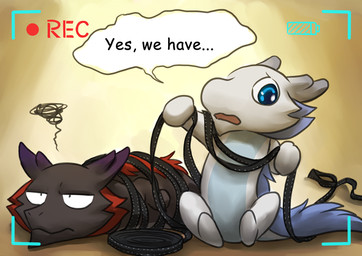 ambiguous_gender anthro blue_eyes blue_hair camera_view dialogue duo entangled fur grey_eyes hair looking_at_viewer male open_mouth recording simple_background speech_bubble tail text jc_(artist) asian_mythology dragonbros east_asian_mythology mythology ebby silvvy dragon eastern_dragon furred_dragon furred_scalie mythological_creature mythological_scalie scalie 2013 english_text