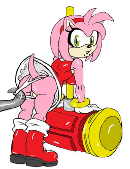 anthro boots breasts clothing female footwear genitals green_eyes hair hammer looking_at_viewer looking_back medium_breasts melee_weapon piko_piko_hammer pink_body pink_hair shoes short_tail simple_background solo tail tentacles three-quarter_view tools vulva weapon white_background kiyoshi_fox_(colorist) sega sonic_the_hedgehog_(series) amy_rose eulipotyphlan hedgehog mammal colored source_request