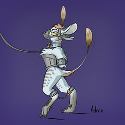 4_ears anthro arms_tied bdsm biped black_claws black_collar black_corset black_leash blue_body blue_feathers bondage bottomless bottomless_anthro bound brown_hair claws clothed clothing collar dewclaw digitigrade feather_tuft feathers feet gag grey_feet grey_markings hair half-closed_eyes hands_behind_back leash leashed_collar leather legs_tied markings multi_ear muzzle_(object) muzzle_gag muzzled narrowed_eyes petplay purple_background restraints roleplay scuted_feet scutes side_view simple_background solo tail tail_tuft thin_tail toe_claws tuft walking yellow_eyes adeer avali avian 1:1 2023 hi_res