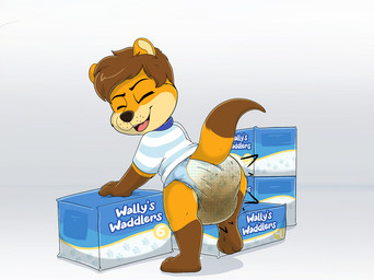 anthro clothed clothing diaper feces male pooping rear_view soiled_diaper soiling soiling_diaper solo unclean_diaper used_diaper using_diaper wearing_diaper young young_anthro baltnwolf mammal mustelid otter digital_media_(artwork)