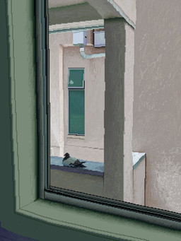 ambiguous_feral ambiguous_gender building feral lying realistic solo window demensa avian bird columbid pigeon 2023 digital_media_(artwork) pixel_(artwork)