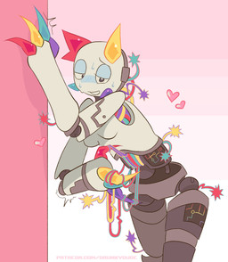 ambiguous_gender blush bodily_fluids breasts cable circuit_markings circuit_pattern claws exposed_wires femboy glistening glistening_body heart_symbol horn machine markings masturbation not_furry shaking shivering solo sweat text trembling white_body wire wire_play drunkydude regretevator roblox the_axolotl_sun prototype_(regretevator) humanoid robloxian robot 2026 digital_media_(artwork) hi_res url