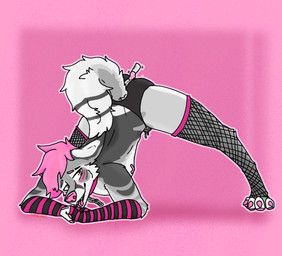 anal anal_penetration anthro armwear ass_up blush caged_balls clothing collar femboy fishnet_clothing fishnet_legwear grey_body hair jack-o'_pose leash leashed_collar legwear male orgasm_denial penetration pink_hair pink_sleeves pose sex_toy solo tongue tongue_out vibrator nateyxboi pix_(nateyxboi) canid canine canis domestic_dog dutch_shepherd herding_dog mammal pastoral_dog sheepdog
