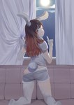 anthro bottomwear brown_hair buckteeth clothing female fur hair inside kneeling looking_at_viewer looking_back mid_transformation moon night one_eye_closed panties panties_showing rabbit_ears red_eyes scut_tail shirt short_tail shorts skindentation sky smile solo species_transformation tail teeth tight_bottomwear tight_clothing tight_shorts topwear transformation underwear underwear_outline white_body white_clothing white_fur white_shirt white_topwear wink winking_at_viewer ora_ozen fan_character lagomorph leporid mammal rabbit absurd_res hi_res