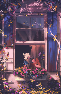 2_horns ambiguous_gender building duo feral flower fur hair horn multicolored_body multicolored_fur plant quadruped short_hair tail tree tuft watering_can white_body white_fur window itsdanfango ansel_(itsdanfango) olive_(itsdanfango) bovid caprine deer goat mammal 2018 hi_res