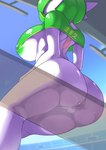 absurd_res against_surface anus areola arms_bent ashraely ass_on_glass behind_glass bent_leg big_anus big_areola big_breasts big_butt biped blush bottomless breasts butt cheerleader clothed clothing crop_top curvy_figure digital_media_(artwork) extended_leg female gardevoir generation_3_pokemon genitals glass glass_surface green_areola green_hair green_nipples hair hi_res huge_breasts huge_butt id_number innie_pussy latex leg_over_edge looking_away low-angle_view mammal mostly_nude nintendo nipples not_furry number on_glass on_glass_surface on_surface over_edge partially_behind_glass pokemon pokemon_(species) pokemorph pseudo_hair pussy shirt simple_background sitting sitting_on_glass skimpy solo thick_thighs topwear translucent under_surface_view voluptuous white_body white_skin wide_hips