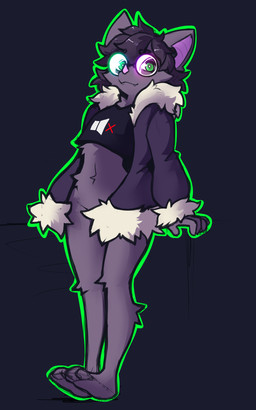 3_toes 5_fingers anthro barefoot bottomless bottomless_anthro bottomless_male clothed clothed_anthro clothed_male clothing eyebrow_through_hair eyebrows eyewear feet fingers front_view fur fur_trim_(clothing) glasses glistening glistening_eyewear glistening_glasses green_eyes hair hearing_aid jacket looking_at_viewer male male_anthro open_clothing open_jacket open_topwear paws plantigrade purple_body purple_fur purple_hair simple_background soles solo toes topwear translucent translucent_hair mewgle echo_(mewgle) bat mammal 2025 5:8 digital_media_(artwork) hi_res