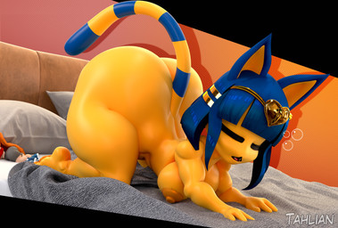 all_fours anthro areola bed big_breasts big_butt breasts butt erect_nipples female furniture huge_butt nipples nude solo tired tahlian animal_crossing nintendo ankha_(animal_crossing) domestic_cat felid feline felis mammal 3d_(artwork) absurd_res digital_media_(artwork) hi_res