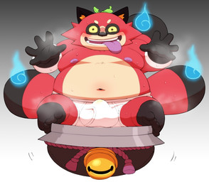 anthro belly big_belly blush briefs bulge clothing kemono leaf male moobs nipples overweight overweight_male red_body solo tighty_whities tongue tongue_out underwear white_briefs white_clothing white_underwear meg_hoi level-5 yo-kai_watch teastroyer canid canine mammal raccoon_dog tanuki 2026