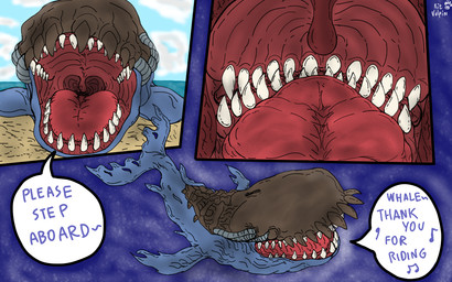 ambiguous_gender blue_tail dialogue feral open_mouth sea solo speech_bubble tail talking_feral talking_to_viewer text underwater uvula vore water kitvulpin bandai_namco digimon digimon_(species) whamon 16:10 2025 comic english_text widescreen