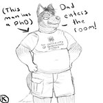 1:1 2024 absurd_res anthro australian_cattle_dog bandit_heeler bluey_(series) bottomwear canid canine canis cargo_shorts cattledog clothing domestic_dog english_text hands_on_hips herding_dog hi_res komododad male mammal monochrome overweight overweight_male pastoral_dog shirt shorts slightly_chubby slightly_chubby_anthro slightly_chubby_male solo t-shirt text text_on_clothing text_on_shirt text_on_topwear topwear