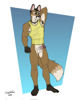 anthro areola armpit_hair balls barbell_piercing biped body_hair bottomless bottomless_anthro bottomless_male bracelet chain_necklace clothed clothing ear_piercing ear_ring ears_up erection feet genitals glans humanoid_feet humanoid_genitalia humanoid_penis jewelry looking_down male male_anthro muscular muscular_anthro muscular_male necklace nipple_barbell nipple_piercing nipples pantsless penis piercing plantigrade ring ring_piercing shirt solo tail tank_top topwear translucent translucent_clothing vein veiny_penis bartek22 sid_(bartek22) 2025 hi_res