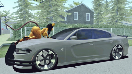 all_fours anthro areola big_breasts black_hair breasts building car clothed clothing curvy_figure driveway ear_piercing ear_ring female footwear hair high_heels hoop_ear_ring long_hair machine nipples nude on_car orange_body orange_skin outside piercing ring_piercing rodent_tail shoes side_view solo vehicle wide_hips isazicfazbear dodge_(brand) dodge_hellcat five_nights_at_freddy's scottgames stellantis_n.v. fan_character animatronic robot unknown_species 16:9 2020 3d_(artwork) digital_media_(artwork) widescreen