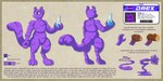 amorphous anthro clothing coat goo_transformation id_card laboratory male purple_body purple_eyes raincoat scientist slime solo text topwear transformation wastelander_drex wastelanders drex_(wastelander_drex) alien goo_creature 2:1 absurd_res english_text hi_res model_sheet