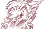 ambiguous_gender angry anthro fangs female fur hair looking_at_viewer open_mouth simple_background simple_eyes smile solo teeth tongue tongue_out white_background zrcalo canid canine canis mammal digital_media_(artwork) monochrome shaded sketch