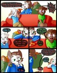 absurd_res angel_(lechugansfw) anthro bag blush bovid canid canine canis caprine comic daniel_(lechugansfw) domestic_dog father_(lore) father_and_child_(lore) father_and_son_(lore) female furniture green_eyes hi_res humanoid lechugansfw male mammal parent_(lore) parent_and_child_(lore) parent_and_son_(lore) partially_translated pink_blush purple_eyes sheep sofa son_(lore) sport text translation_check translation_request trevor_(lechugansfw) wolf
