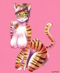 2014 anthro areola big_breasts blush breasts brown_hair cleavage clothed clothing eyewear feline female glasses green_eyes hair hanging_breasts kneeling mammal nipples nude plankboy slit_pupils solo stripes tiger
Rating: Questionable
Score: 15
User: 2DUK
Date: February 02, 2014