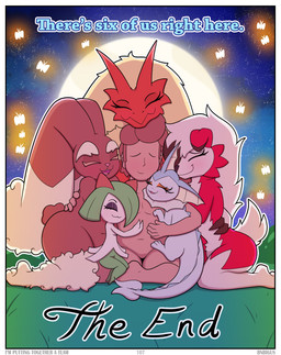 afterglow anthro anthrofied bodily_fluids border dialogue eyebrows eyelashes feet female feral group hair harem hug interspecies male moon night open_mouth open_smile outline pokemorph pokephilia red_eyes size_difference smile tail talking_feral teeth text toes white_border bnbigus nintendo pokemon apricot_(bnbigus) bibi_(bnbigus) carnage_(bnbigus) hot_stuff_(bnbigus) the_freak_(bnbigus) avian blaziken canid canine canis eeveelution generation_1_pokemon generation_3_pokemon generation_4_pokemon generation_7_pokemon human humanoid kirlia lagomorph lopunny lycanroc mammal midnight_lycanroc pokemon_(species) vaporeon 2025 absurd_res comic digital_media_(artwork) english_text hi_res signature