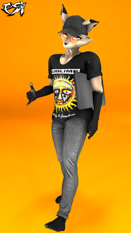 anthro barefoot black_body black_fur black_highlights bottomwear brown_body brown_fur brown_hair cigarette clothed clothed_anthro clothed_male clothing computer denim denim_bottomwear denim_clothing ears_through_headwear electronics eyewear feet fur glasses hair highlights_(coloring) jeans laptop looking_at_viewer male multicolored_body multicolored_fur multicolored_hair pants shirt smoking smoking_cigarette solo t-shirt topwear two_tone_body two_tone_fur two_tone_hair wearing_glasses yellow_eyes psikokinetic warfaremachine_(modeler) psiko_(psikokinetic) canid canine canis jackal mammal 2023 3d_(artwork) 9:16 absurd_res digital_media_(artwork) hi_res source_filmmaker_(artwork)