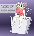 anthro appliance blonde_hair bouncing_breasts breasts clothed clothing definition female fully_clothed fur green_eyes hair improvised_sex_toy laundry_machine laundry_machine_stimulation open_mouth shaking solo text tongue tongue_out washing_machine whiskers white_body white_fur cybercorn_entropic sniglets cynthia_boggs mammal mouse murid murine rodent 2020 english_text