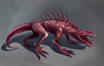 4_claws 4_fingers 4_toes ambiguous_gender bodily_fluids claws eyeless eyespots feet feral fingers grey_background markings quadruped red_body red_claws red_skin red_spines red_tail red_teeth saliva side_view simple_background solo spines tail teeth toes wet flamecheese scp_foundation mammal monster scp-939 2019 artist_name colored dated digital_media_(artwork) digital_painting_(artwork) full-length_portrait hi_res portrait signature