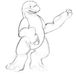 anthro featureless_crotch foot_hands male nude solo standing zeemf fish marine shark 1:1 hi_res monochrome