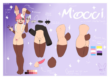 ambiguous_gender animal_genitalia anthro backsack balls bangs bell bell_collar big_butt big_ears black_clothing black_hoodie black_piercing black_topwear blush border bottomless breasts brown_arms brown_body brown_ears brown_eyes brown_legs brown_neck brown_tail butt cellphone chastity_cage chastity_cage_only chastity_device chastity_device_only clothed clothing collar countershade_ears countershade_hair countershading crop_hoodie dark_eyes ears_down ears_up electronics erection eyelashes facial_piercing femboy fingers front_view fully_sheathed fur genitals hair hair_over_eye hoodie hoodie_only huge_butt lgbt_pride lip_piercing multicolored_body multicolored_fur nipples nonbinary_pride_colors nude open_mouth penis phone piercing pink_hair pivoted_ears pride_color_flag pride_colors rear_view selfie selfie_pose sheath side_view simple_background slim small_waist smartphone smile snakebite_piercing solo stated_age stated_height stated_penis_size stated_pronouns stated_sexuality stated_trans tail tall tan_body tan_ears text thick_thighs tongue tongue_out topwear topwear_only transgender_pride_colors unsupported_chastity_cage wearing_chastity_cage wearing_chastity_device white_border white_hair mochi_buns apple_inc. iphone mocci lagomorph leporid mammal rabbit 2026 absurd_res dated digital_media_(artwork) english_text hi_res model_sheet nonbinary_(lore)