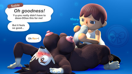 anthro anthro_penetrating anthro_penetrating_human big_penis blush breasts clothed clothed/nude clothed_male clothing dialogue duo fellatio genitals gynomorph gynomorph/male gynomorph_penetrating header header_box highlighted_text human_on_anthro human_penetrated intersex intersex/male intersex_penetrating interspecies larger_gynomorph larger_intersex male nude nude_gynomorph nude_intersex oral penetration penile penis sex size_difference smaller_male stuttering text revhearts animal_crossing nintendo rev_(revhearts) sable_able villager_(animal_crossing) eulipotyphlan hedgehog human humanoid mammal 16:9 3d_(artwork) archived_source digital_media_(artwork) english_text hi_res widescreen