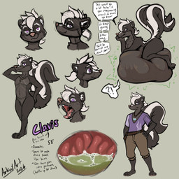 abdominal_bulge anthro belly big_belly bodily_fluids digestion digestion_noises huge_belly internal lying lying_on_self male mottled_tongue mouth_shot on_front open_mouth organs pawpads plantigrade plantigrade_pawpads prey_imprint purple_eyes stomach stomach_acid vore arkailart mammal mephitid skunk absurd_res hi_res model_sheet reference_image