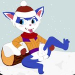 anthro anus balls bodily_fluids bottomless clothed clothing genital_fluids genitals holding_own_leg male partially_clothed penis precum solo mezzanine_(artist) league_of_legends riot_games tencent gnar_(lol) snow_day_gnar yordle 1:1 2016