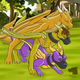 ambiguous_penetration blush brown_mane chastity_cage chastity_device dominant dominant_male feral forest forest_background gold_body gold_scales golden_wings group group_sex horn male male/male mane membrane_(anatomy) membranous_wings muzzle_(object) muzzled nature nature_background penetration plant purple_body purple_scales scales sex submissive submissive_male tail tapering_tail threesome train_position tree trio white_horn wings yellow_body yellow_horn yellow_scales yellow_wings andraquito activision european_mythology inheritance_cycle mythology spyro_reignited_trilogy spyro_the_dragon andraquito_(character) glaedr spyro dragon mythological_creature mythological_scalie scalie western_dragon 1:1 hi_res