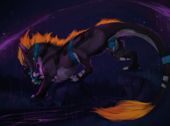animal_genitalia animal_vulva anus blue_anus blue_vulva bodily_fluids canine_genitalia canine_vulva claws female female_feral feral fur genital_fluids genitals horn mane markings sharp_teeth snout solo tail teeth tongue tongue_out vaginal_fluids vulva i-psilone rainbow_(dagor) felkin hi_res