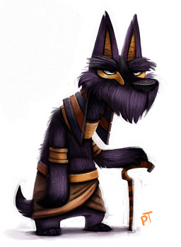 alternate_species anthro black_body black_eyes black_fur cane clothed clothing egyptian egyptian_clothing egyptian_headdress elderly fur grumpy headdress headgear headwear male nemes_(clothing) shendyt simple_background solo white_background piper_thibodeau egyptian_mythology middle_eastern_mythology mythology anubis canid canine canis deity domestic_dog hunting_dog mammal scottish_terrier terrier digital_media_(artwork) digital_painting_(artwork) painting_(artwork)