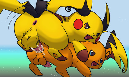 anal anal_penetration anus back_stripes balls black_ears black_nose black_tail blue_eyes bodily_fluids brown_stripes cum cum_in_ass cum_inside cum_splatter duo erection fangs feet feral feral_on_feral feral_penetrated feral_penetrating feral_penetrating_feral fur genital_fluids genitals glistening glistening_eyes gloves_(marking) looking_back male male/male male_feral male_penetrated male_penetrating male_penetrating_male markings multicolored_ears multicolored_tail open_mouth orange_balls orange_body orange_ears orange_eyes orange_fur penetration penile penile_penetration penis penis_in_ass pink_anus pink_penis quadruped red_cheeks sex small_nose stripes tail tail_motion tailwag tapering_penis teeth toeless_(marking) toes tongue two_tone_ears yellow_balls yellow_body yellow_cheeks yellow_ears yellow_fur yellow_tail mincheeto nintendo pokemon pokemon_legends_z-a generation_9_pokemon mammal mega_evolution mega_raichu mega_raichu_x mega_raichu_y pokemon_(species) rodent 2025 digital_media_(artwork) hi_res
