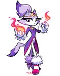 anthro clothing coat crown elemental_manipulation female fire fire_manipulation footwear gloves hair handwear headgear high_heels jewelry necklace ponytail purple_body purple_eyes shoes solo tail tiara topwear 0poole sega sonic_the_hedgehog_(series) blaze_the_cat domestic_cat felid feline felis mammal absurd_res hi_res