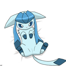 anus bed_sheet bedding blush butt female feral genitals lying on_back simple_background solo spread_legs spreading tail vulva white_background unknown_artist nintendo pokemon eeveelution generation_4_pokemon glaceon pokemon_(species) 1:1 source_request
