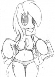 anthro anthrofied bag bikini bra breasts camel_toe clothed clothing curvy_figure female looking_at_viewer mail skimpy solo swimwear tight_clothing two-piece_swimsuit underwear tg-0 friendship_is_magic hasbro my_little_pony derpy_hooves_(mlp) equid equine horse mammal pony monochrome traditional_media_(artwork)