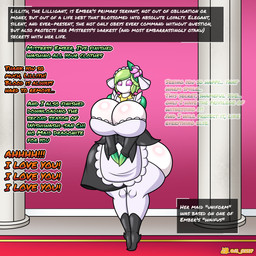 anthro big_breasts breasts clothed clothing cosplay dancing dialogue female green_body hair huge_thighs leaf leaf_arms maid_uniform mouthless otaku short_hair solo standing text thick_thighs trance uniform white_body wide_hips al_gx nintendo pokemon re:zero rem_(re:zero) generation_5_pokemon generation_8_pokemon hisuian_form hisuian_lilligant lilligant pokemon_(species) regional_form_(pokemon) 1:1 english_text hi_res