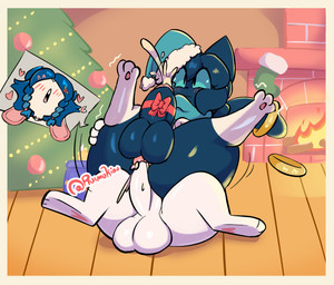 accessory anal anal_penetration anthro anthro_on_anthro anthro_penetrated anthro_penetrating anthro_penetrating_anthro balls big_butt big_penis blue_body blue_eyes blue_fur blush bodily_fluids butt christmas_clothing clothing cum cum_inside duo erection eyelashes feet femboy femboy/femboy feral fur furgonomics genital_fluids genitals holidays huge_butt huge_thighs humanoid_genitalia jewelry male male/male male_penetrated male_penetrating nude paws penetration penis ring sex soles tail tail_accessory tail_jewelry tail_ring thick_thighs tighs white_body white_fur wide_hips fiuke ruimu_kiou christmas fiuke_bnuy ruimu_kiou_(character) domestic_cat felid feline felis humanoid lagomorph leporid mammal pantherine rabbit rabite absurd_res digital_drawing_(artwork) digital_media_(artwork) digital_painting_(artwork) hi_res painting_(artwork)